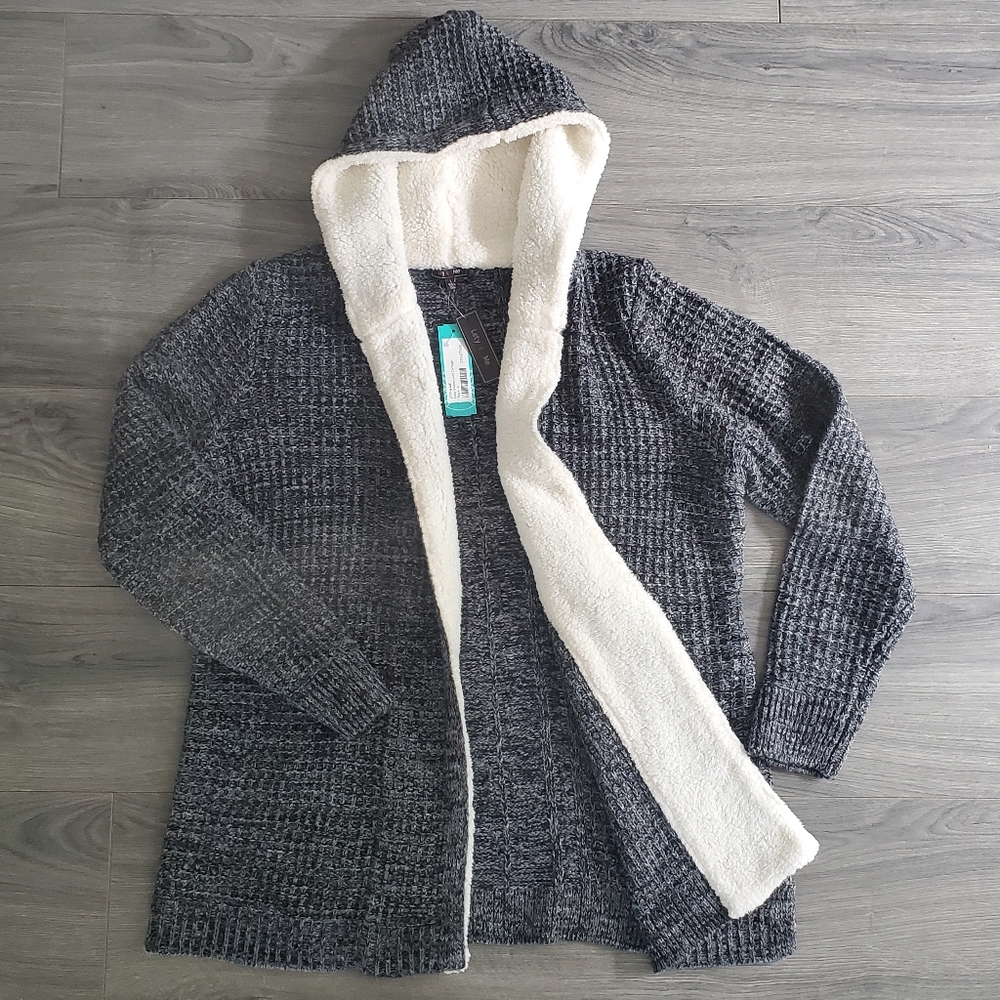 Lety & Me Nola Sherpa Lined Cardigan with hood size Large